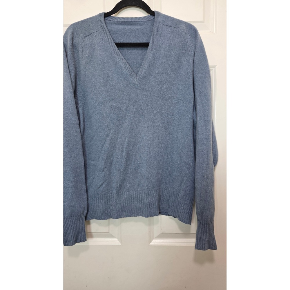 Unbranded V-Neck Sweater Mens Large‎ Blue Heathered Knit Long Sleeve Pullover
